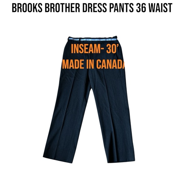 Brooks Brothers Gray Dress Pants 36x30 Flat Front – Made in Canada - Picture 2 of 5